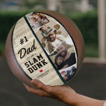 Slam Dunk Dad Photo Keepsake Basketball<br><div class="desc">Personalized fathers day basketball featuring a court background,  4 photos to  be replaced with your own,  the number 1,  the cute saying "dad you are a slam dunk",  a red heart,  and the childrens names.</div>