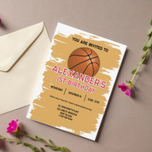 Slam Dunk First Birthday Bash Invitation