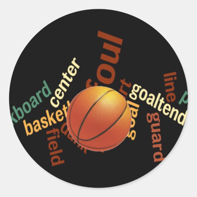 Slam Dunk of Vocabulary: Basketball Game of Champs Classic Round Sticker (Front)