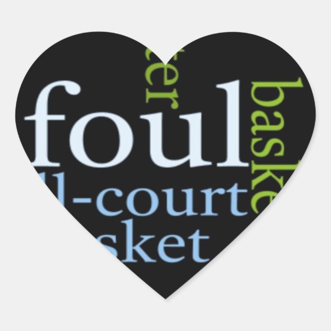 Slam Dunk of Words: Basketball Game of Champions Heart Sticker (Front)