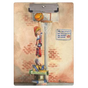 Slam Dunk on Basketball Hoop by Jay Throckmorton Clipboard