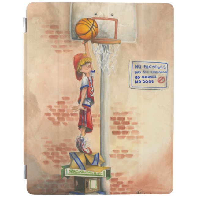 Slam Dunk on Basketball Hoop by Jay Throckmorton iPad Smart Cover (Front)