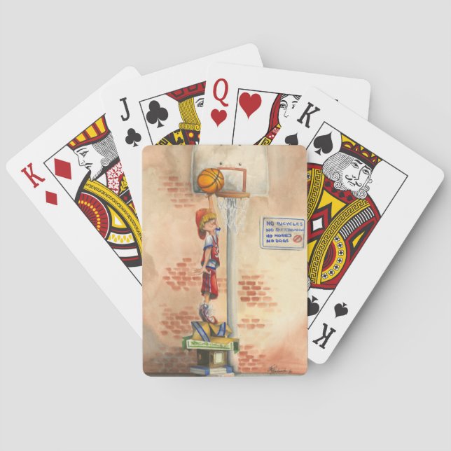 Slam Dunk on Basketball Hoop by Jay Throckmorton Poker Cards (Back)