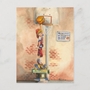 Slam Dunk on Basketball Hoop by Jay Throckmorton Postcard