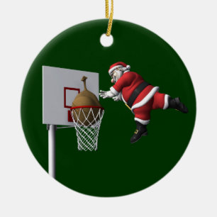 Slam Dunk Santa Claus Ceramic Ornament