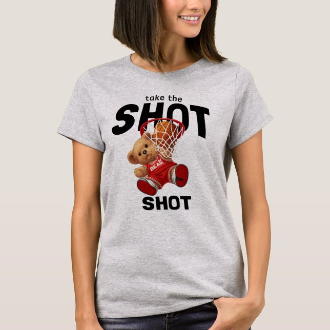 Slam Dunk Teddy Bear Basketball T-Shirt (Front)