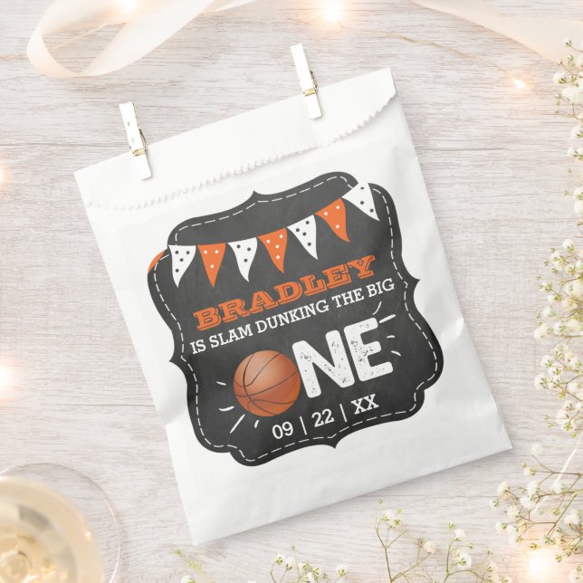 Slam Dunking The Big One | Basketball 1st Birthday Favor Bag (Clipped)