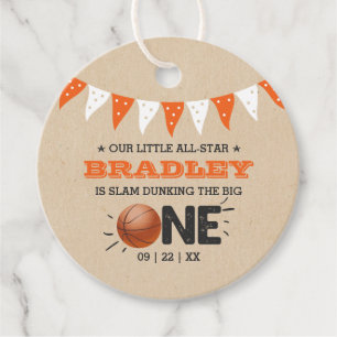 Slam Dunking The Big One   Basketball 1st Birthday Favor Tags