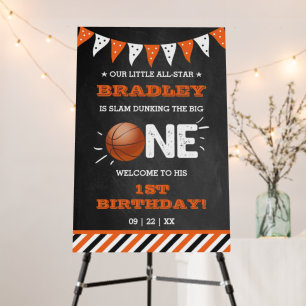Slam Dunking The Big One   Basketball 1st Birthday Foam Board