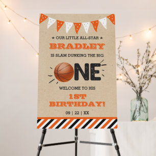 Slam Dunking The Big One Basketball 1st Birthday Foam Board
