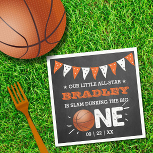 Slam Dunking The Big One   Basketball 1st Birthday Napkins
