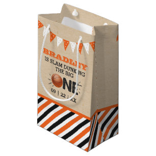 Slam Dunking The Big One Basketball 1st Birthday Small Gift Bag