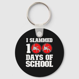Slammed 100 Days Of School Wrestling 100th Day Boy Keychain