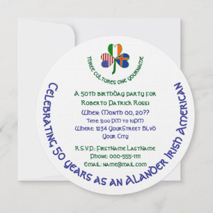 Slander Irish USA Shamrock Personalized Birthday Invitation