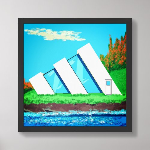 slant house in pixelwallart framed art