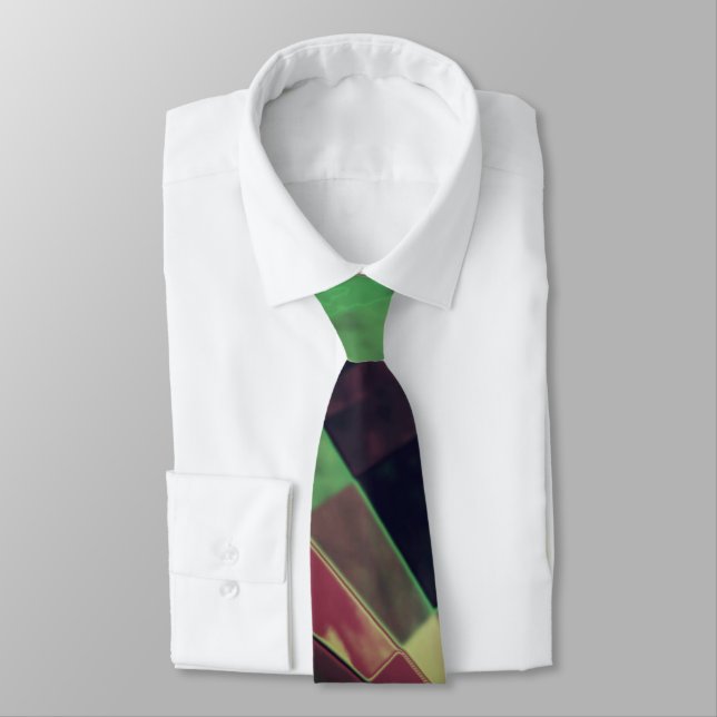 Slanted and frayed rectangles overlapping  neck tie (Tied)