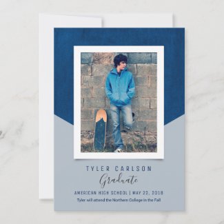 Slanted Background Photo Graduation Announcement