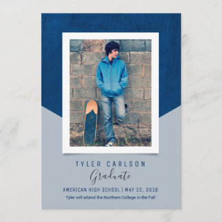 Slanted Background Photo Graduation Announcement