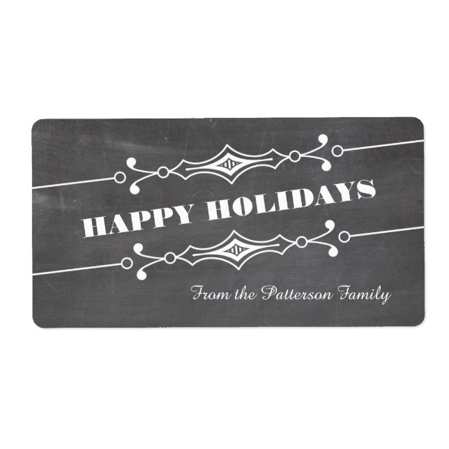 Slanted Chalkboard Holiday Gift Labels (Front)