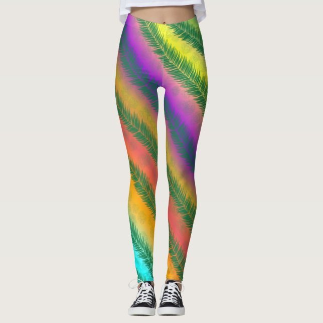 Slanted Colorful Striped Leggings (Front)