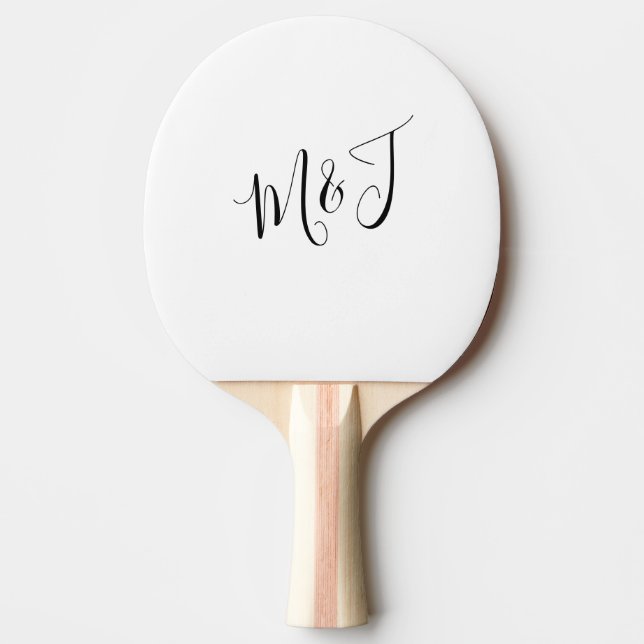 Slanted Couple Initials Modern Ping Pong Paddle (Front)