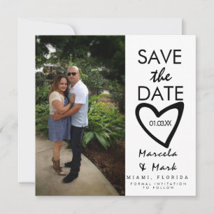 Slanted Heart Save The Dates Photo Invitation