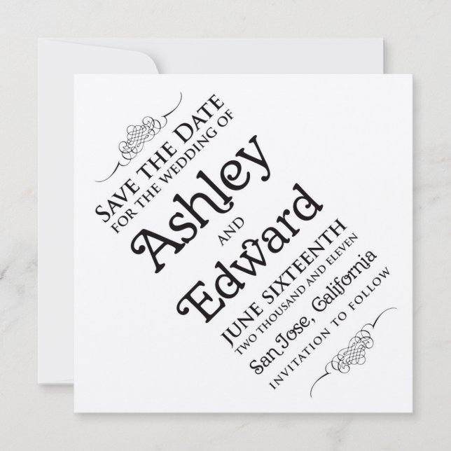 Slanted Save the Date Invitation (Front)