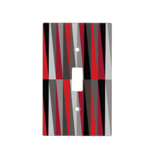 Slanted Stripes Bold Geometric in Gray Black Red Light Switch Cover