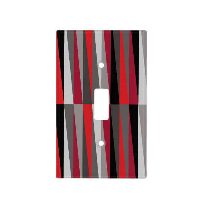 Slanted Stripes Bold Geometric in Gray Black Red Light Switch Cover (Front)