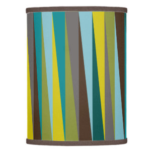 Slanted Stripes Bold Geometric in Green Blue Gold Lamp Shade
