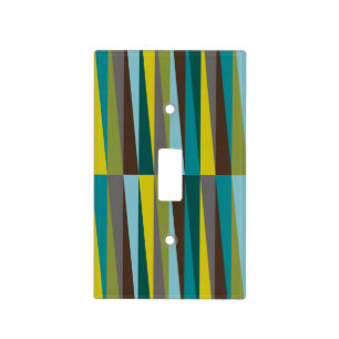 Slanted Stripes Bold Geometric in Green Blue Gold Light Switch Cover