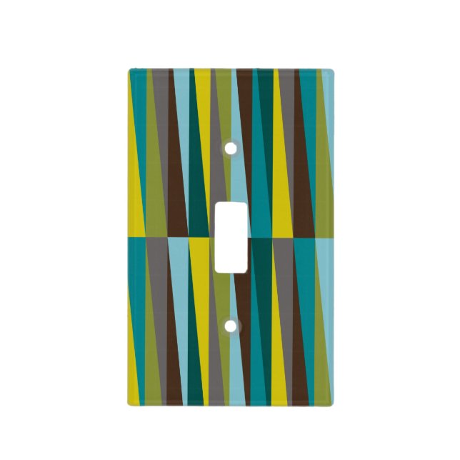 Slanted Stripes Bold Geometric in Green Blue Gold Light Switch Cover (Front)