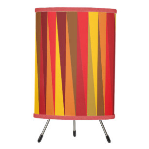 Slanted Stripes Bold Geometric in Red Orange Gold Tripod Lamp