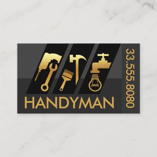 Slanting Gold Home Handyman Tools Business Card