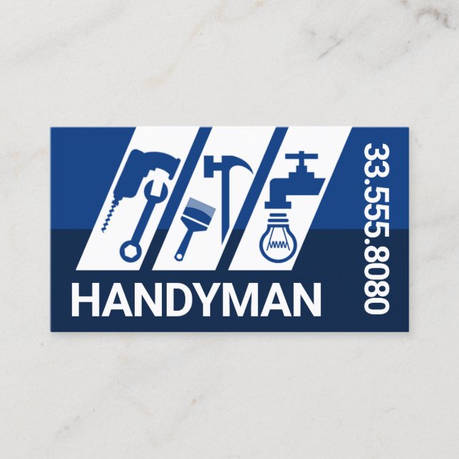 Slanting Home Repair Handyman Tools Business Card (Front)