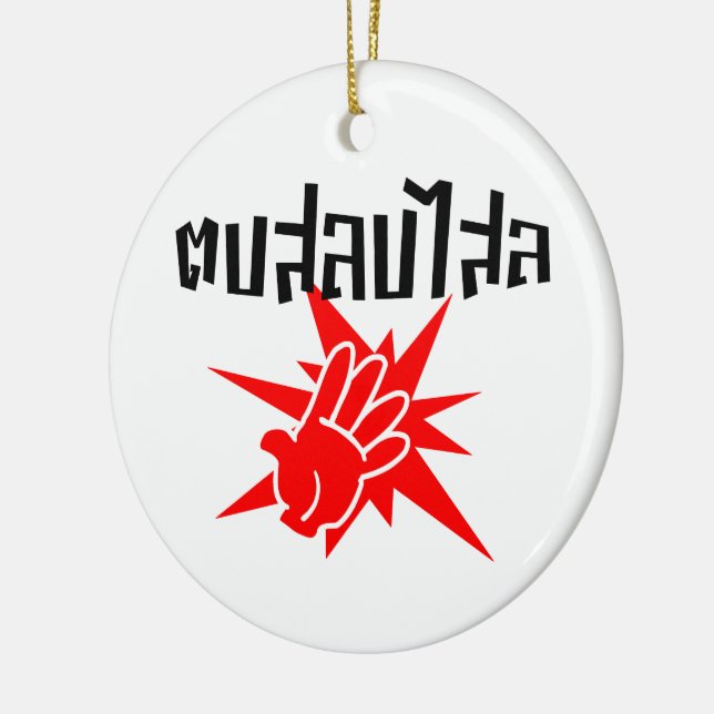 Slap You Silly ☆ Dop Salop Salai in Thai Script ☆ Ceramic Ornament (Left)