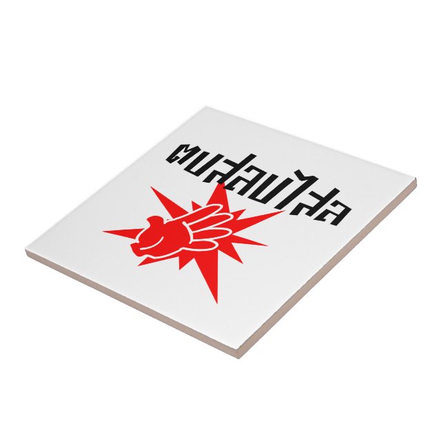 Slap You Silly ☆ Dop Salop Salai in Thai Script ☆ Ceramic Tile (Side)
