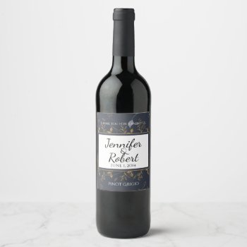 Slate And Gold Natural Wonder Wine Label by NoteableExpressions at Zazzle