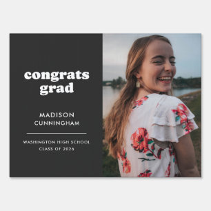 Slate and White Congrats Grad Photo Graduation Sign