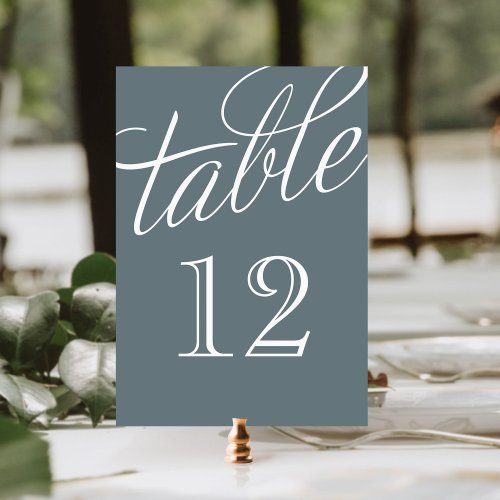 Slate and White Elegant Script Table Numbers