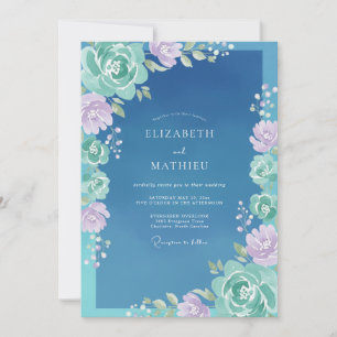 Slate Aqua Painted Wedding Invitation