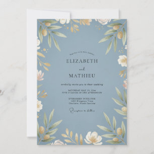 Slate Azure Foliage Eucalyptus Wedding Invitation