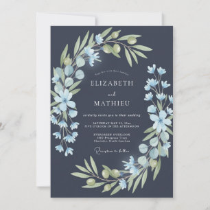 Slate Azure Vine Wedding Invitation