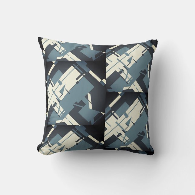 Slate Beige Gray Charcoal Diagonal Print Pattern Throw Pillow (Front)