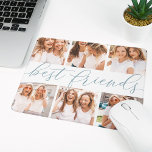 Slate | Best Friends Photo Collage Mouse Pad<br><div class="desc">Celebrate friendship with your besties with this cool photo collage mousepad featuring 6 favorite photos,  with “best friends” in the center in smoky blue-green hand lettered calligraphy script lettering.</div>