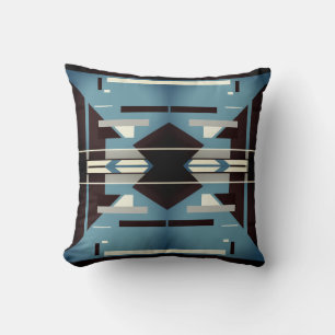Slate Black Gray Beige Southwest Look Abstract Throw Pillow