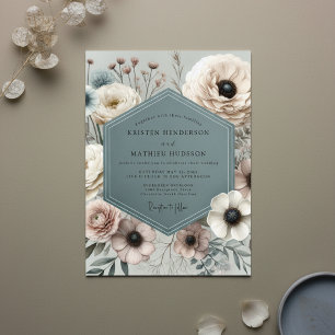 Slate Bloom Wedding Invitation
