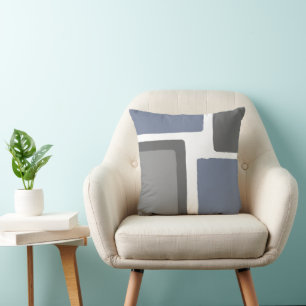 Slate Blue and Gray Minimalist Color Block Throw Pillow