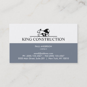Slate Blue and White Lion Logo Business Card