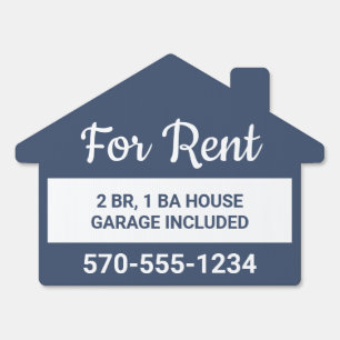 Slate Blue and White Modern House For Rent Sign